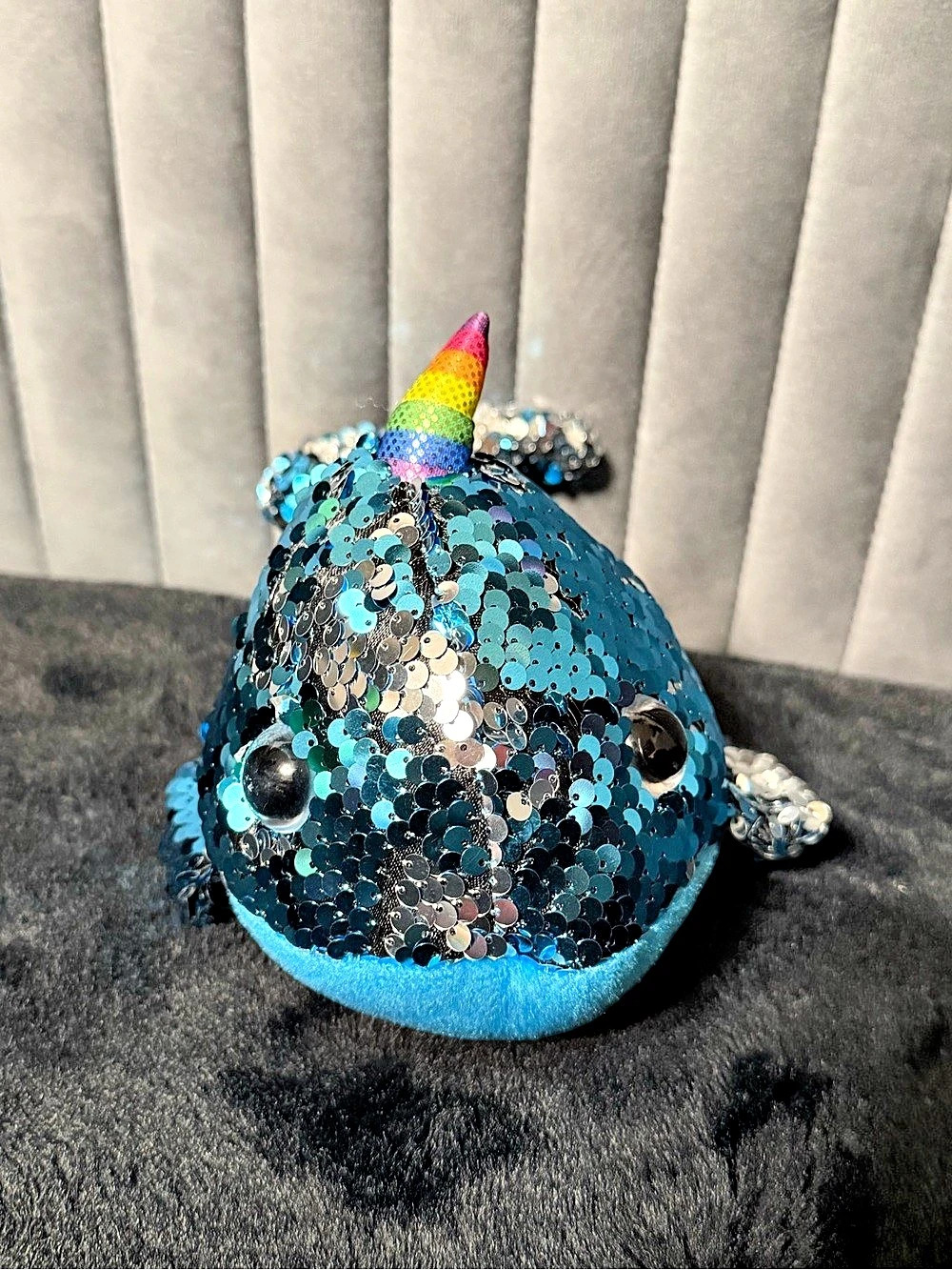 Flip Sequin Narwhal Plush Blue